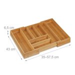 Suport pentru tacamuri, din bambus, extensibil 6 - 8 compartimente, natur, 6.5 x 57.5 x 43 cm - imagine 4