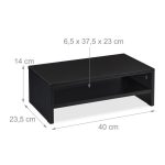 Suport monitor cu raft pentru depozitare, negru, MDF, 14 x 40 x 23,5 cm - imagine 5