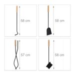 Set 4 ustensile pentru semineu cu suport metalic pentru lemne, otel/lemn, negru mat - imagine 5