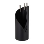 Set 4 piese ustensile pentru semineu, suport rotund, Negru mat, Relaxdays
