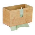 Suport servetele, montare pe perete, bambus, 16 x 27 x 13 cm
