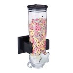 Dozator cereale Relaxdays, 1 recipient Plastic, negru/transparent, 16x14x31 cm