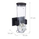 Dozator cereale Relaxdays, 1 recipient Plastic, negru/transparent, 16x14x31 cm - imagine 4