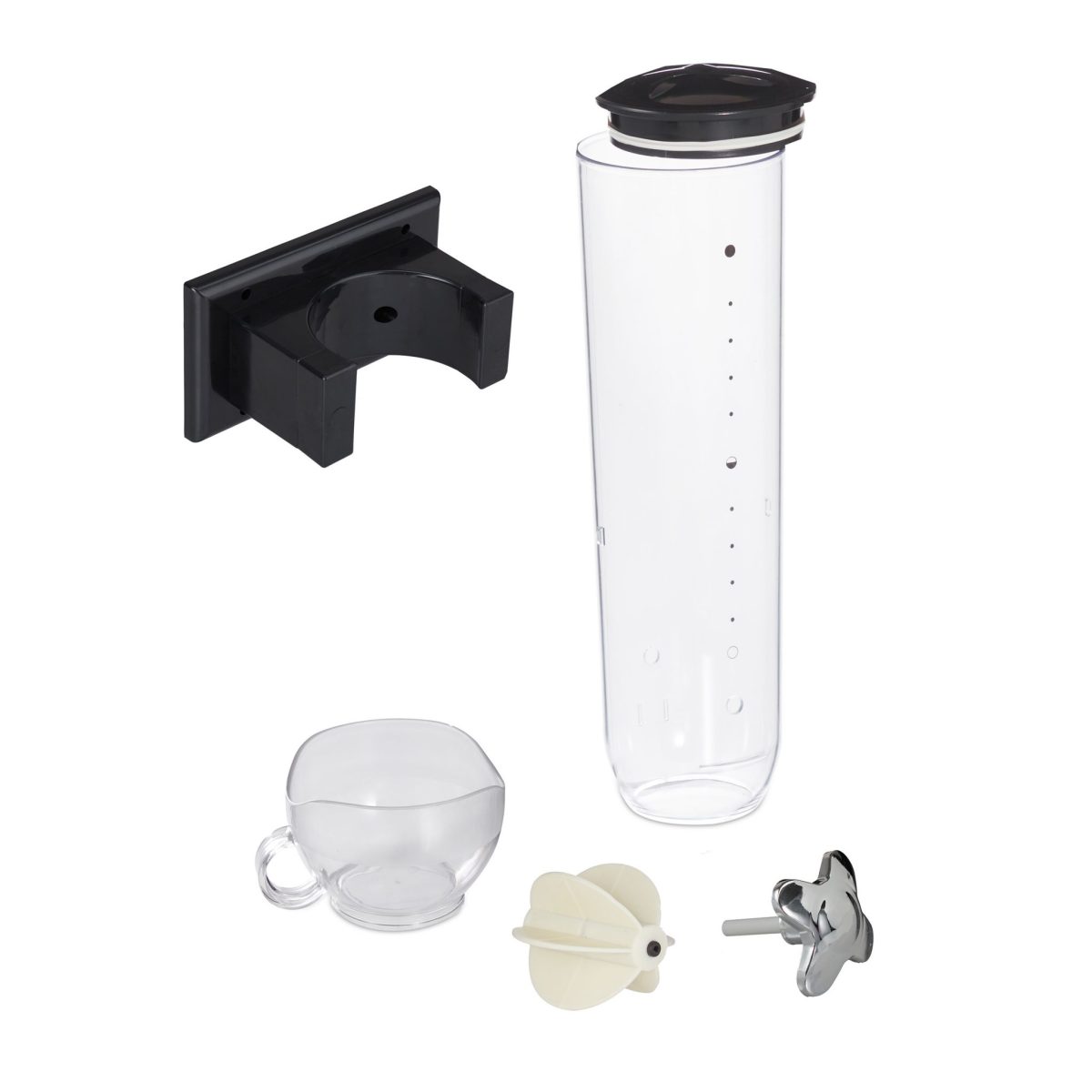 Dozator cereale Relaxdays, 1 recipient Plastic, negru/transparent, 16x14x31 cm - imagine 7