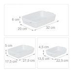 Set 3 tavi pentru copt, ceramica, diferite dimensiuni, alb - imagine 3