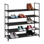 Pantofar cu 5 nivele, Relaxdays, negru, pentru 20 de perechi, 90.5 x 87.5 x 30 cm