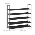 Pantofar cu 5 nivele, Relaxdays, negru, pentru 20 de perechi, 90.5 x 87.5 x 30 cm - imagine 4
