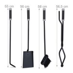 Set accesorii pentru semineu/soba, 4 piese cu sport, otel, negru/argintiu, 67 x 22 x 16,5 cm - imagine 5