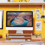Stand monitor cu sertar si raft depozitare, din bambus, 12 x 70 x 19 cm - imagine 2