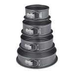 Set 6 tavi de copt, dimensiuni diferite, cu baza detasabila, otel inoxidabil, gri