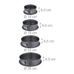 Set 6 tavi de copt, dimensiuni diferite, cu baza detasabila, otel inoxidabil, gri - imagine 4