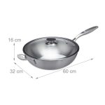 Tigaie Wok cu capac, inox, argintiu, 30.5 cm - imagine 4