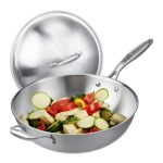 Tigaie Wok cu capac, inox, argintiu, 30.5 cm