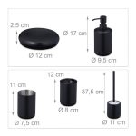 Set accesorii baie, 5 piese, otel inoxidabil, negru mat - imagine 4