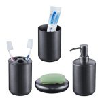 Set accesorii baie, 4 piese, din otel inoxidabil, antracit