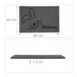 covoras intrare relaxdays, model 202, fibre de cocos, gri, 60x40x15 cm - imagine 4