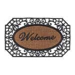 Covoras intrare Relaxdays, model-249, fibre de cocos, maro/Negru, 75 x 45 x 1 cm