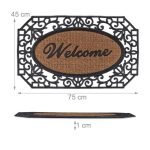 Covoras intrare Relaxdays, model-249, fibre de cocos, maro/Negru, 75 x 45 x 1 cm - imagine 4