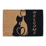 Covoras intrare Relaxdays, model-260, fibre de cocos, maro/Negru, 60 x 40 x 1.5 cm