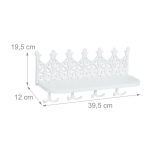 Suport chei cu 8 agatatori si 1 raft, Relaxdays, fonta si lemn, dimensiuni 19,5 x 39,5 x 12 cm, alb - imagine 3