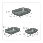 Set 3 tavi ceramica, diferite dimensiuni, pana la 300 °C, gri - imagine 4