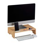 Suport monitor din bambus, 10,5 x 41 x 28 cm, maro dechis