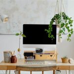 Suport pentru monitor cu 2 sertare, din bambus, 17,5 x 54 x 31,5 cm - imagine 2