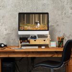 Suport pentru monitor cu 2 sertare, din bambus, 17,5 x 54 x 31,5 cm - imagine 5