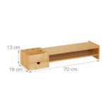 Stand monitor cu 6 compartimente si sertar, din bambus, 13 x 70 x 19 cm - imagine 4