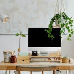 Stand monitor cu 6 compartimente si sertar, din bambus, 13 x 70 x 19 cm - imagine 5