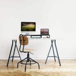 Suport pentru 2 monitoare, reglabil, din MDF, negru, 11 x 104 x 20,5 cm - imagine 2