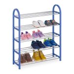 Suport cu 5 rafturi pentru pantofi pentru copii, Relaxdays, dimensiuni 70 x 57,5 ​​x 18,5 cm, capacitate 15 perechi pantofi, albastru