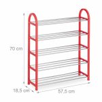Suport cu 5 rafturi pentru pantofi pentru copii, Relaxdays, dimensiuni 70 x 57,5 ​​x 18,5 cm, capacitate 15 perechi pantofi, rosu - imagine 3