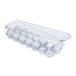 Suport organizator oua pentru frigider, 14 oua, transparent, din plastic, 7,5 x 36,5 x 11 cm