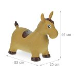 Jucarie gonflabila tip Jumper de cauciuc in forma de cal, 46 x 25 x 53 cm, maro deschis, Relaxdays - imagine 4