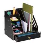 Suport/organizator pentru documente, fabricat din MDF, 29,5 x 33 x 24, negru