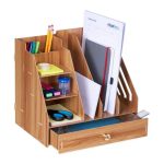 Suport/organizator pentru documente, fabricat din MDF, 29,5 x 33 x 24 cm, maro inchis