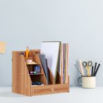 Suport/organizator pentru documente, fabricat din MDF, 29,5 x 33 x 24 cm, maro inchis - imagine 2