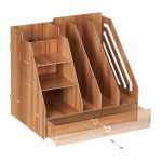 Suport/organizator pentru documente, fabricat din MDF, 29,5 x 33 x 24 cm, maro inchis - imagine 6