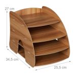 Organizator pentru documente cu 4 compartimente, fabricat din MDF, 27 x 25,5 x 34,5 cm - imagine 3