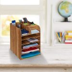 Organizator birou cu 12 compartimente de depozitare, fabricat din MDF, 34,5 x 25 x 32 cm - imagine 2