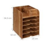 Organizator birou cu 12 compartimente de depozitare, fabricat din MDF, 34,5 x 25 x 32 cm - imagine 3