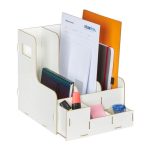 Organizator de birou, fabricat din MDF, 27 x 24 x 31,5 cm, alb