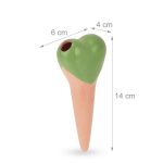Dispozitiv de udare a plantelor, auto-irigare, 4 bucati, design inimioara, din ceramica, 14 x 6 x 4 cm, verde - imagine 4