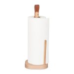 Suport pentru rola servetele de bucatarie sau pentru hartie igienica, Relaxdays, lemn de fag si piele, 35 x 13 x 13 cm