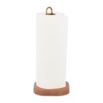 Suport pentru rola servetele de bucatarie sau pentru hartie igienica, Relaxdays, natural/auriu, 30,5 x 13 x 13 cm