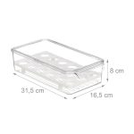 Suport organizator oua pentru frigider, 18 oua, transparent/alb, 8 x 16,5 x 31,5 cm - imagine 2