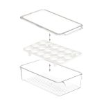 Suport organizator oua pentru frigider, 18 oua, transparent/alb, 8 x 16,5 x 31,5 cm - imagine 4