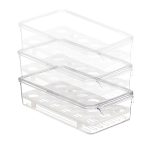 Suport organizator oua pentru frigider, 18 oua, transparent/alb, 8 x 16,5 x 31,5 cm - imagine 5