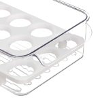Suport organizator oua pentru frigider, 18 oua, transparent/alb, 8 x 16,5 x 31,5 cm - imagine 6